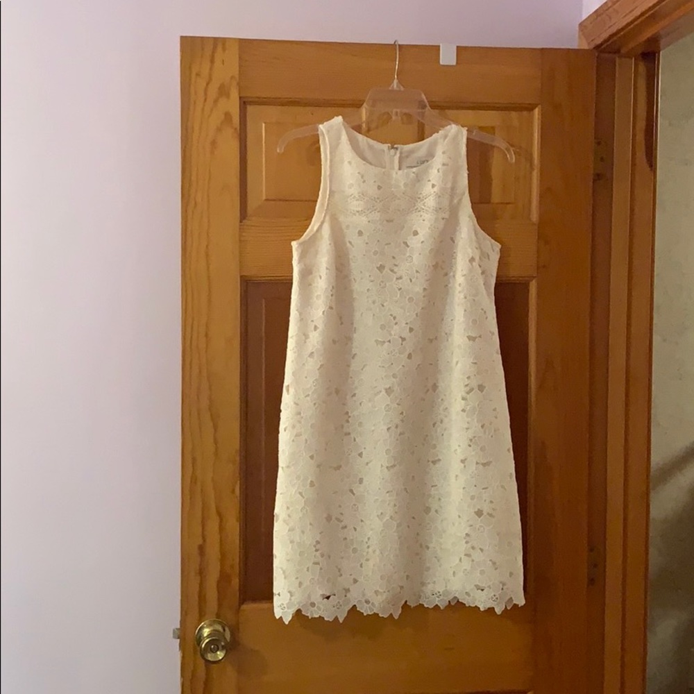 LOFT cream lace shift dress